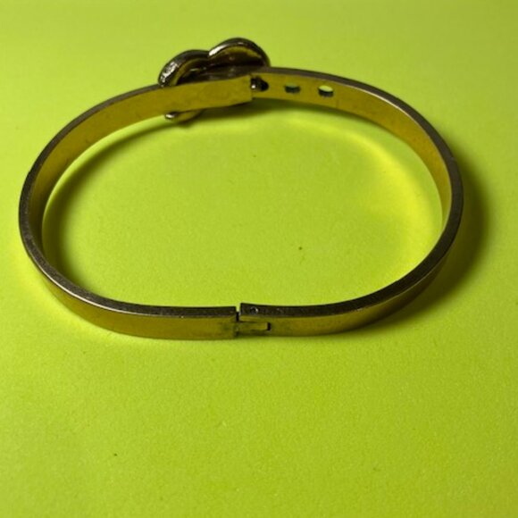 Brass Toned Hinged Bracelet Adjustable Buckle‎ Motif - Picture 3 of 4